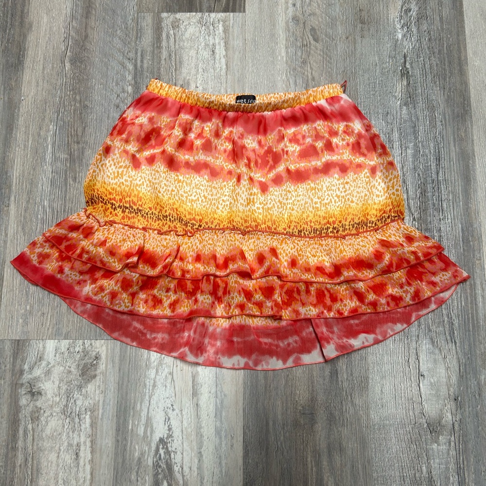 Wet Seal Red and Yellow Mini Skirt